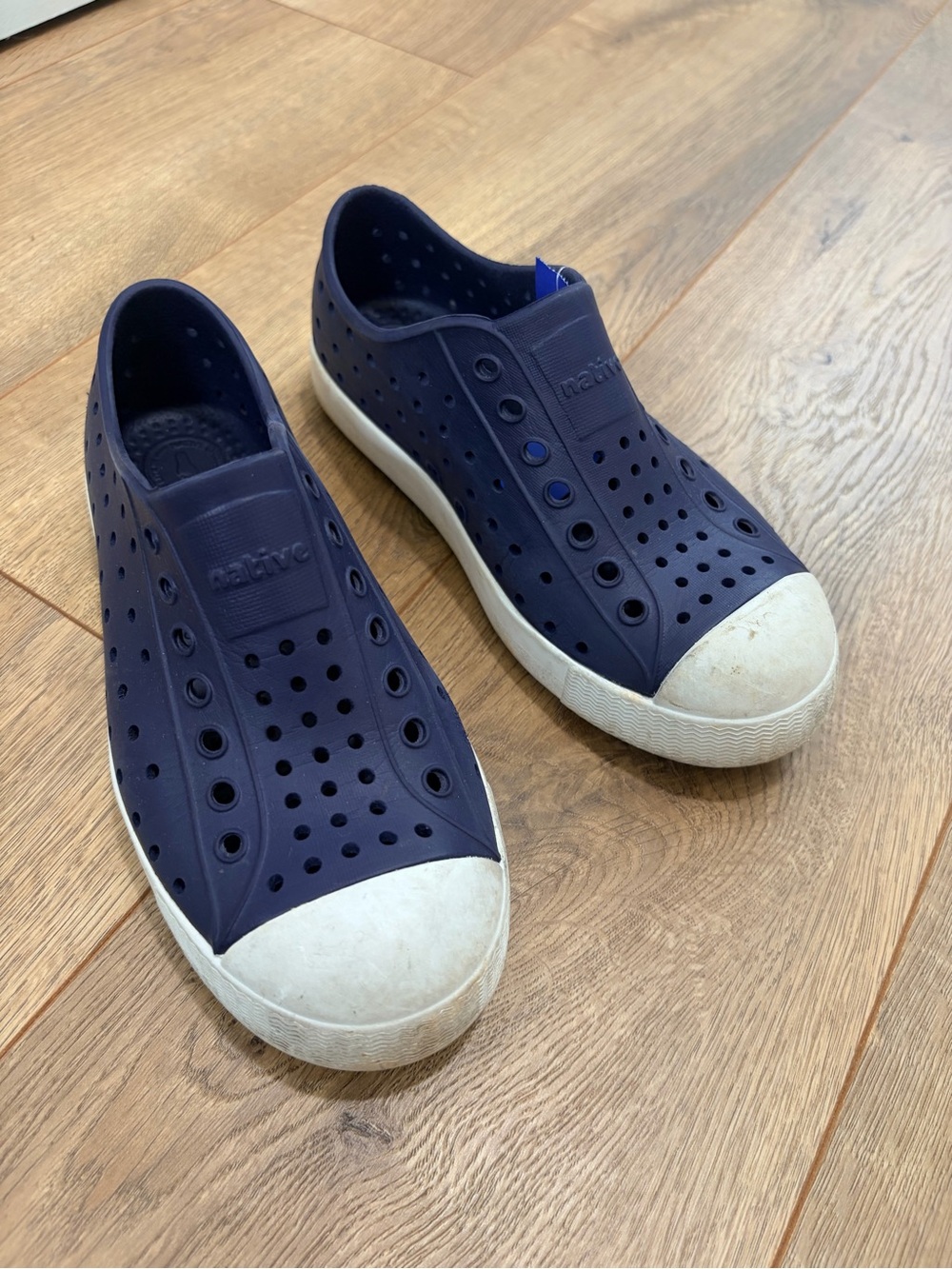 NATIVE navy and white slip on shoes - Size 13